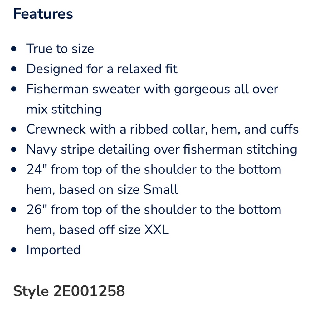 Vineyard Vines navy cream striped crewneck fisherman chunky sweater M - Picture 6 of 11